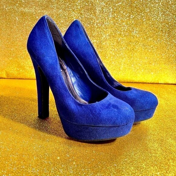Blue Suede 5.5” Heels Size 7 by Charlotte Russe - Picture 1 of 4